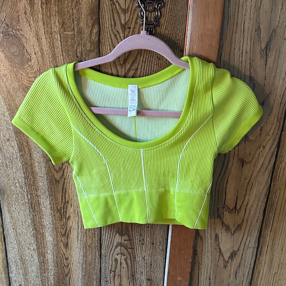 Aerie Lime Green Ribbed Crop Top